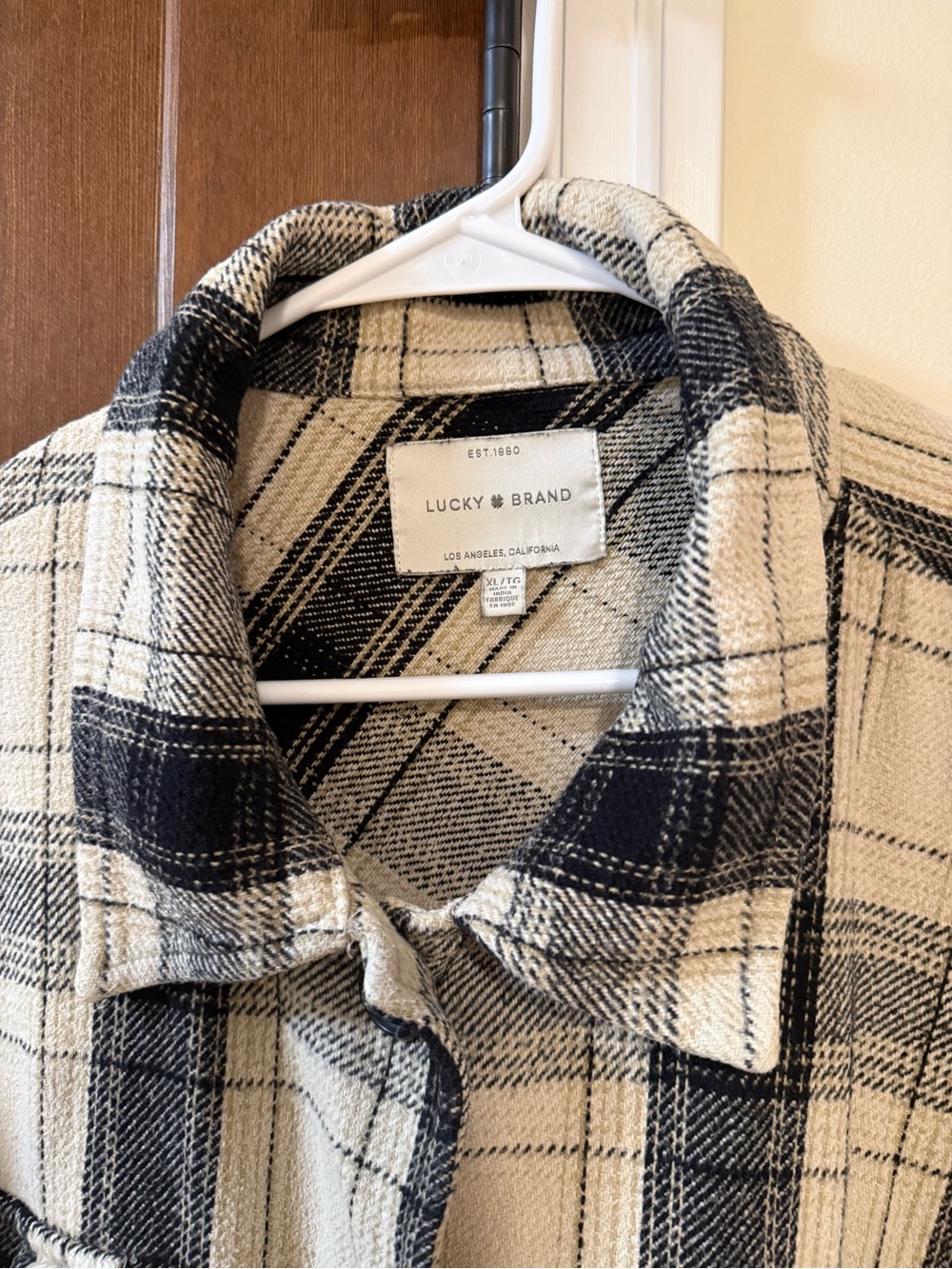 Lucky Brand Black and Cream Plaid Utility Jacket